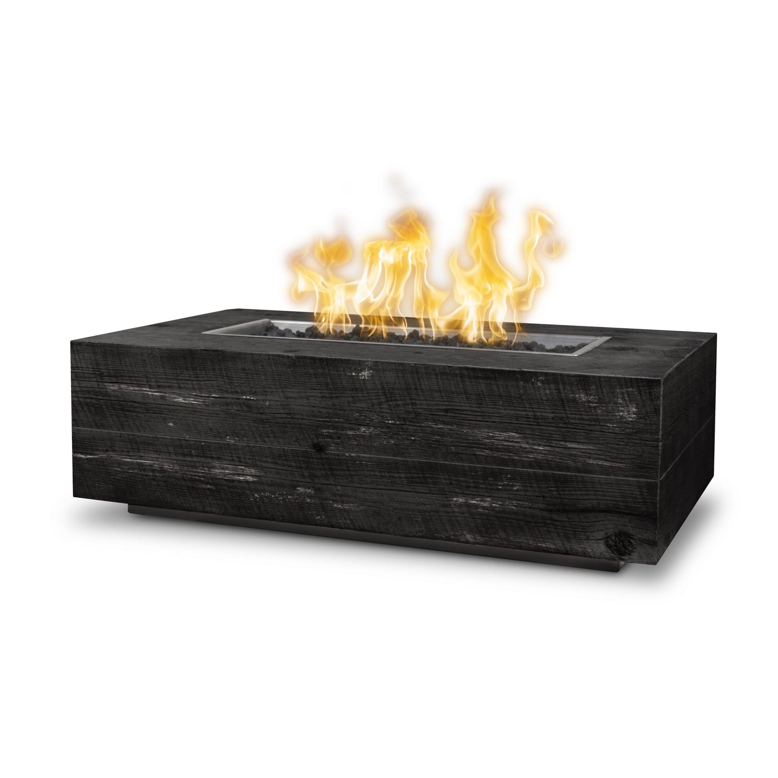 84" Coronado GFRC Wood Grain Concrete Rectangle Gas Fire Pit in Ebony
