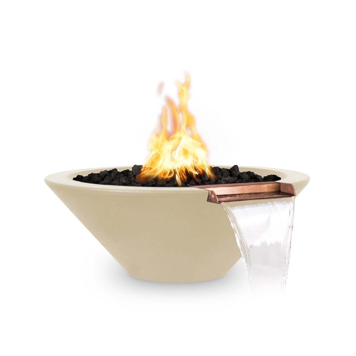 The Outdoor Plus 24&quot; Cazo GFRC Fire and Water Bowl Vanilla