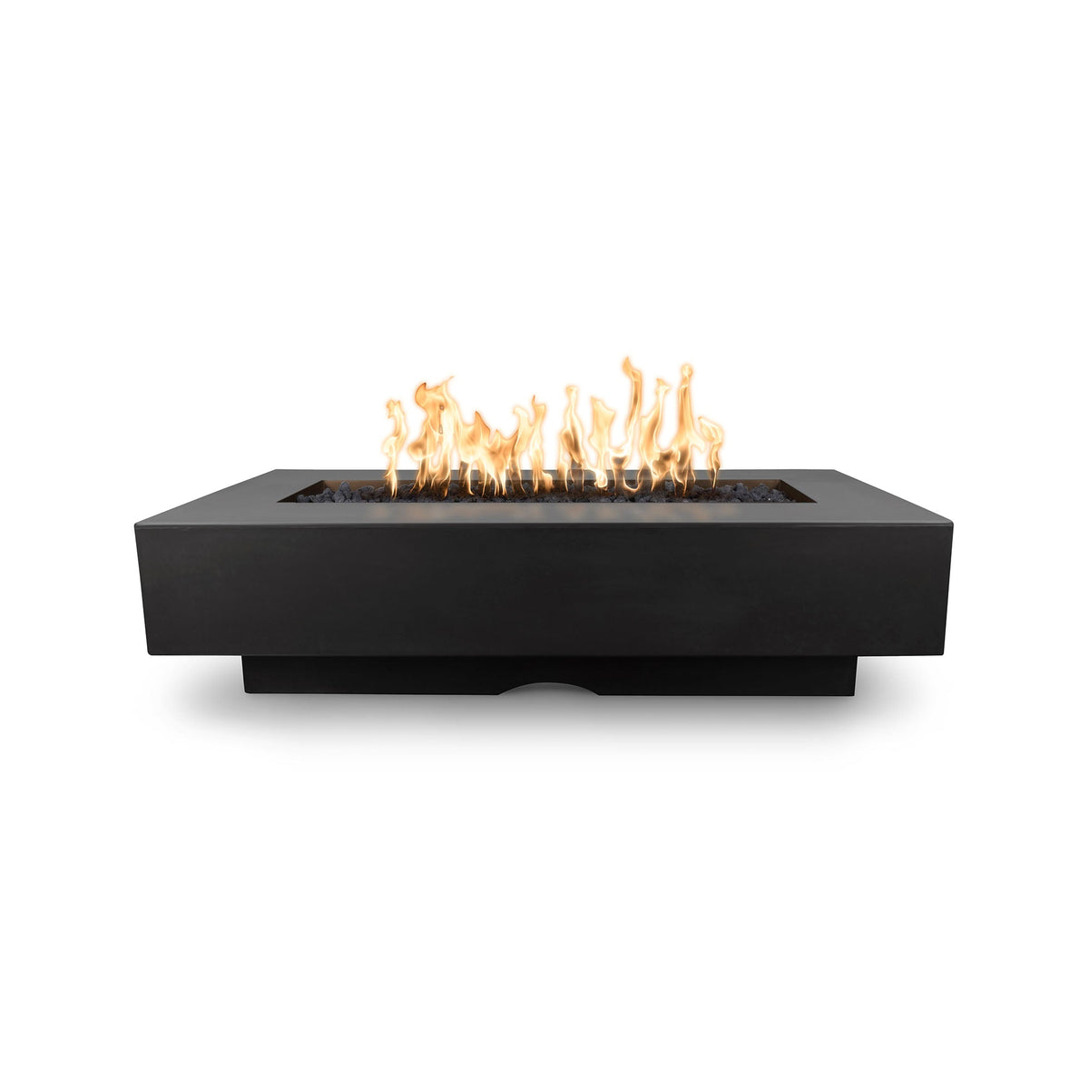 The Outdoor Plus 48&quot; Del Mar GFRC Concrete Rectangle Fire Pit Table in Black