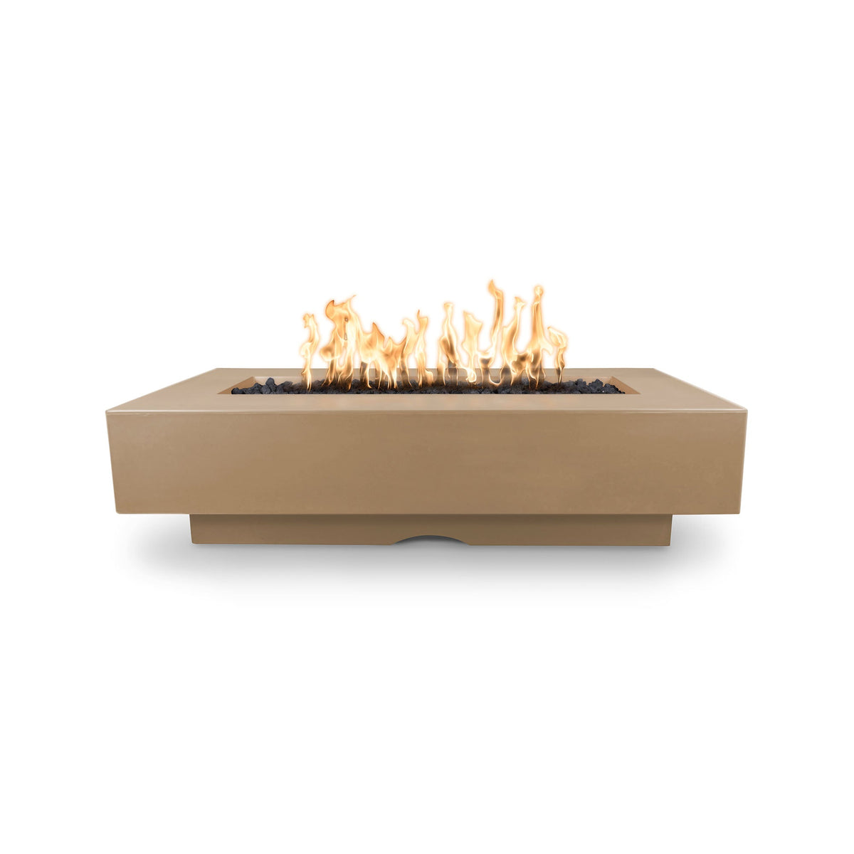 The Outdoor Plus 48&quot; Del Mar GFRC Concrete Rectangle Fire Pit Table in Brown