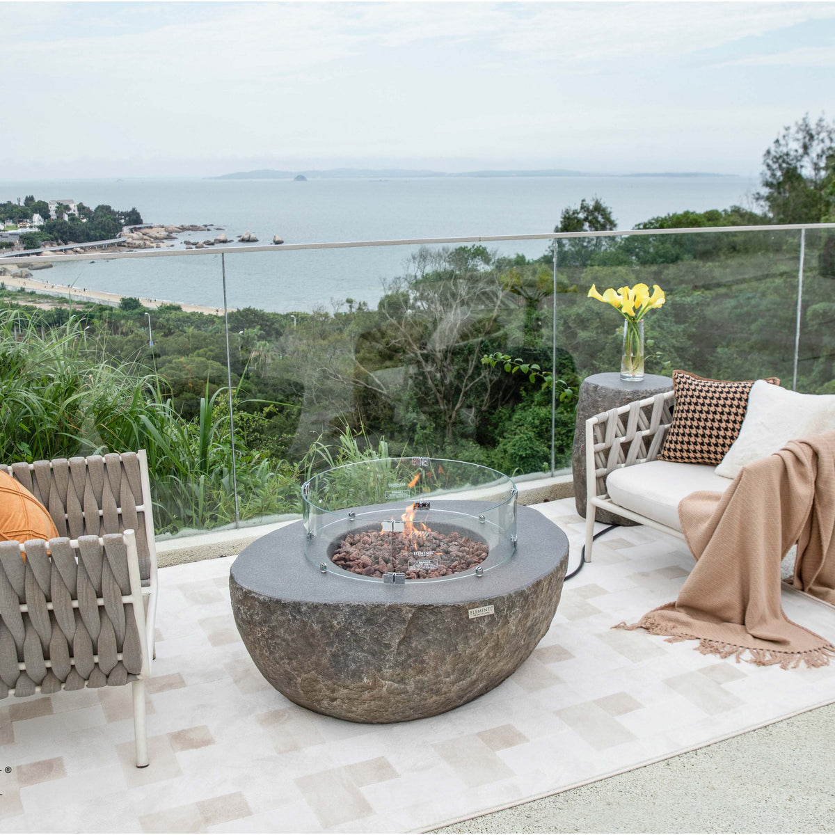 Elementi boulder fire pit table outdoor