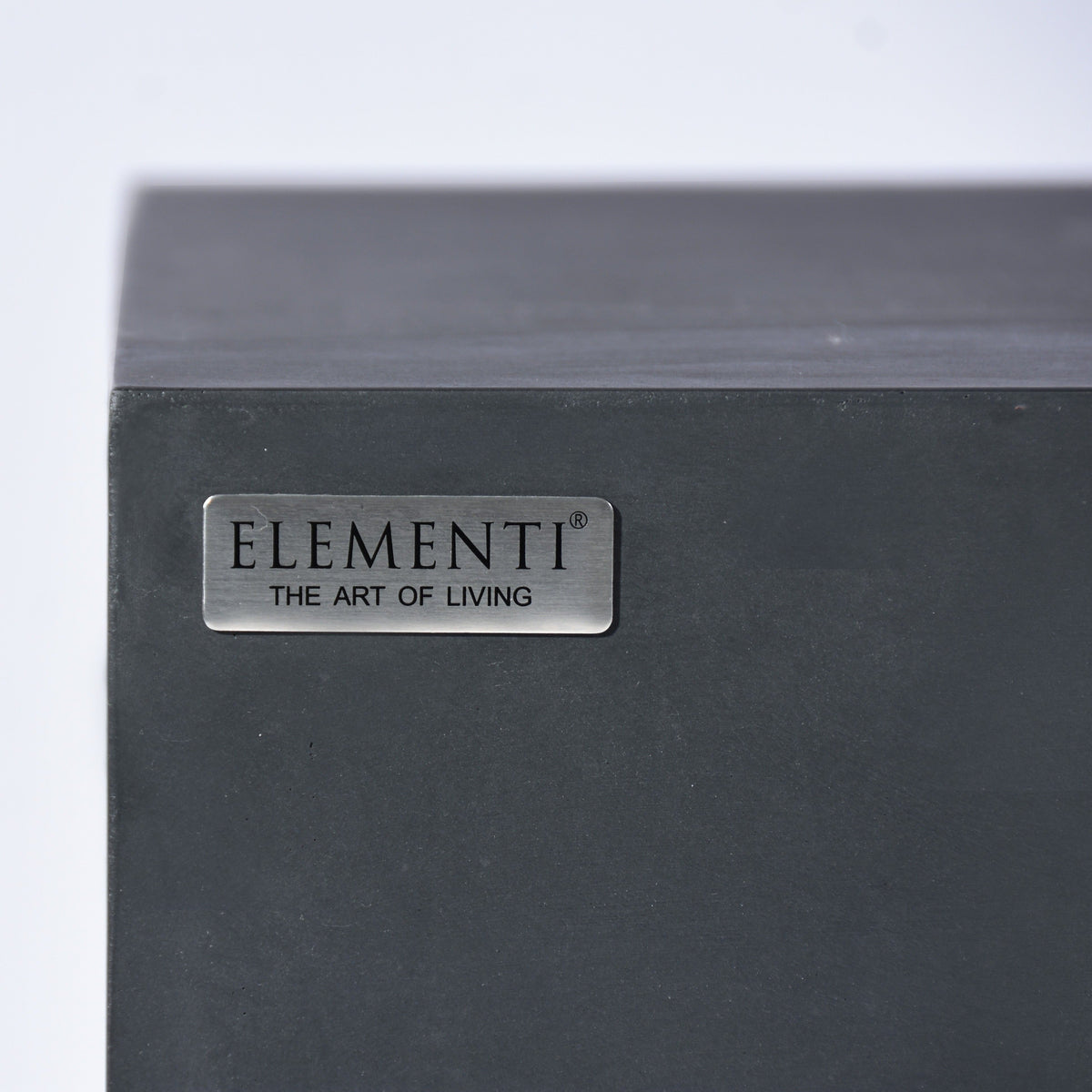 Elementi Granville Fire Pit Table in Dark Gray edge with logo
