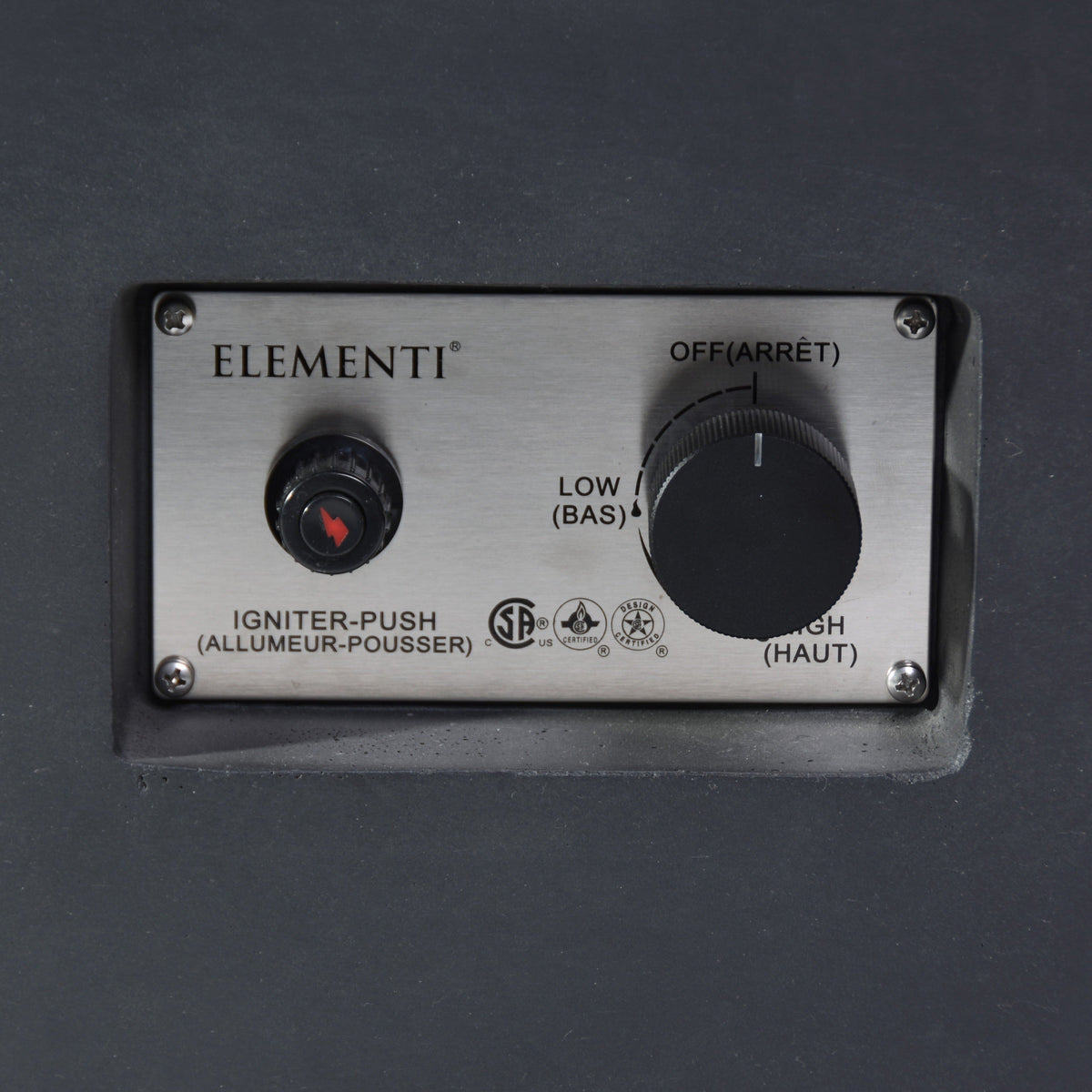 Elementi Granville Fire Pit Table in Dark Gray switches