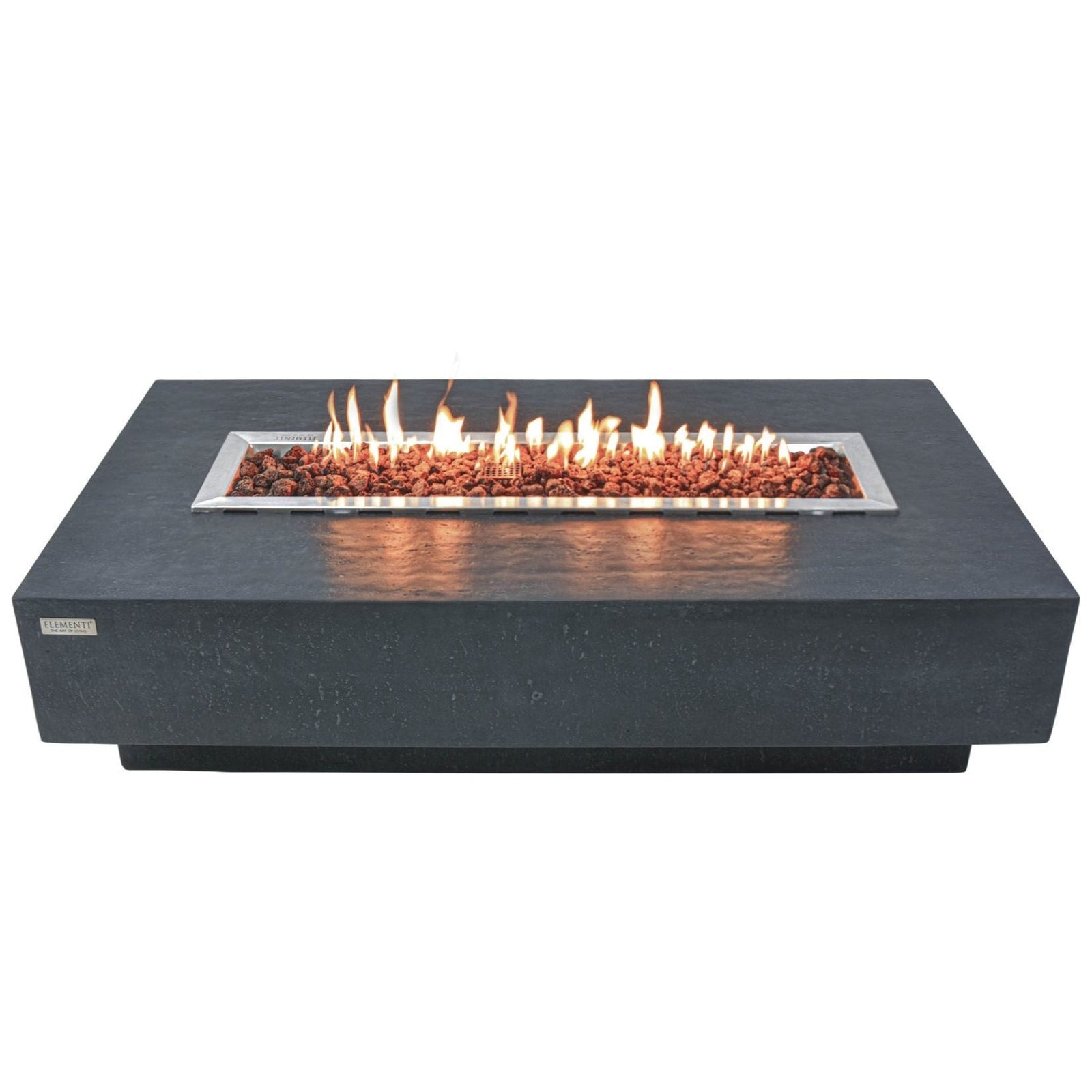Elementi Hampton Fire Pit Table in Dark Gray lit