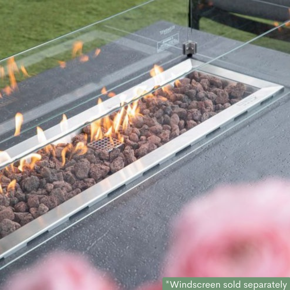 Elementi Hampton Fire Pit Table in Dark Gray with wind cover