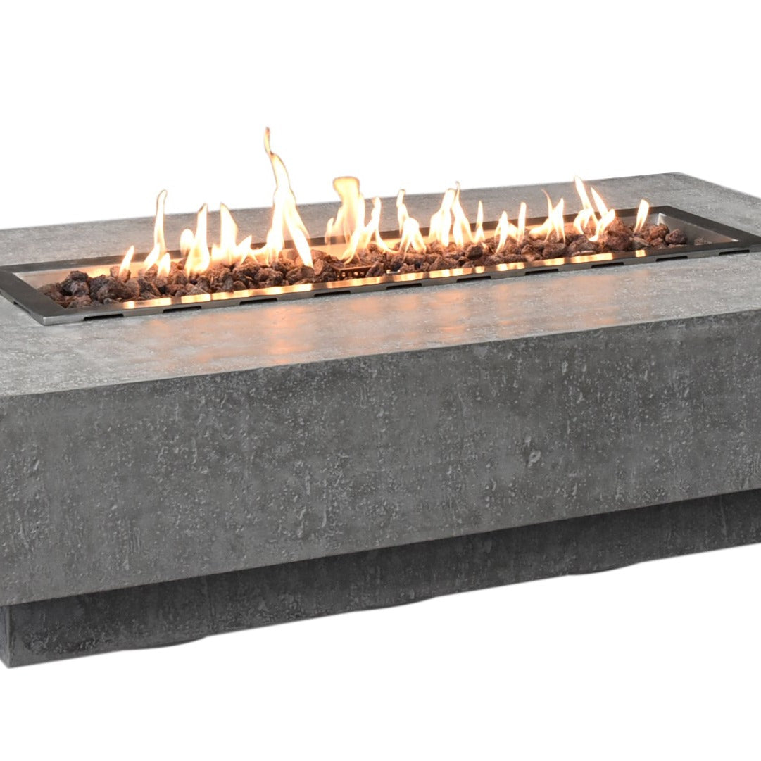 Elementi Hampton Fire Pit Table in Light Gray side angle