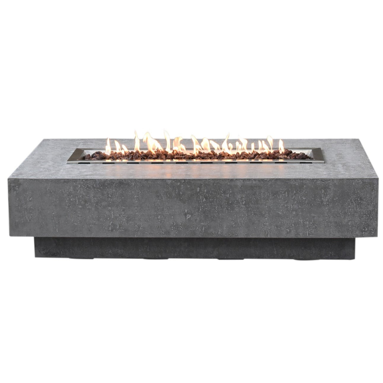 Elementi Hampton Fire Pit Table in Light Gray lit