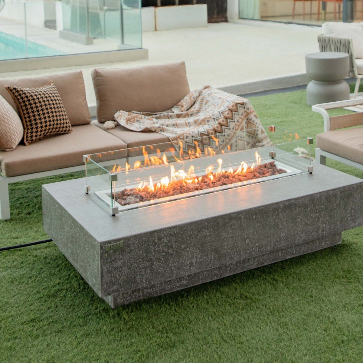 Elementi Hampton Fire Pit Table in Light Gray outdoor