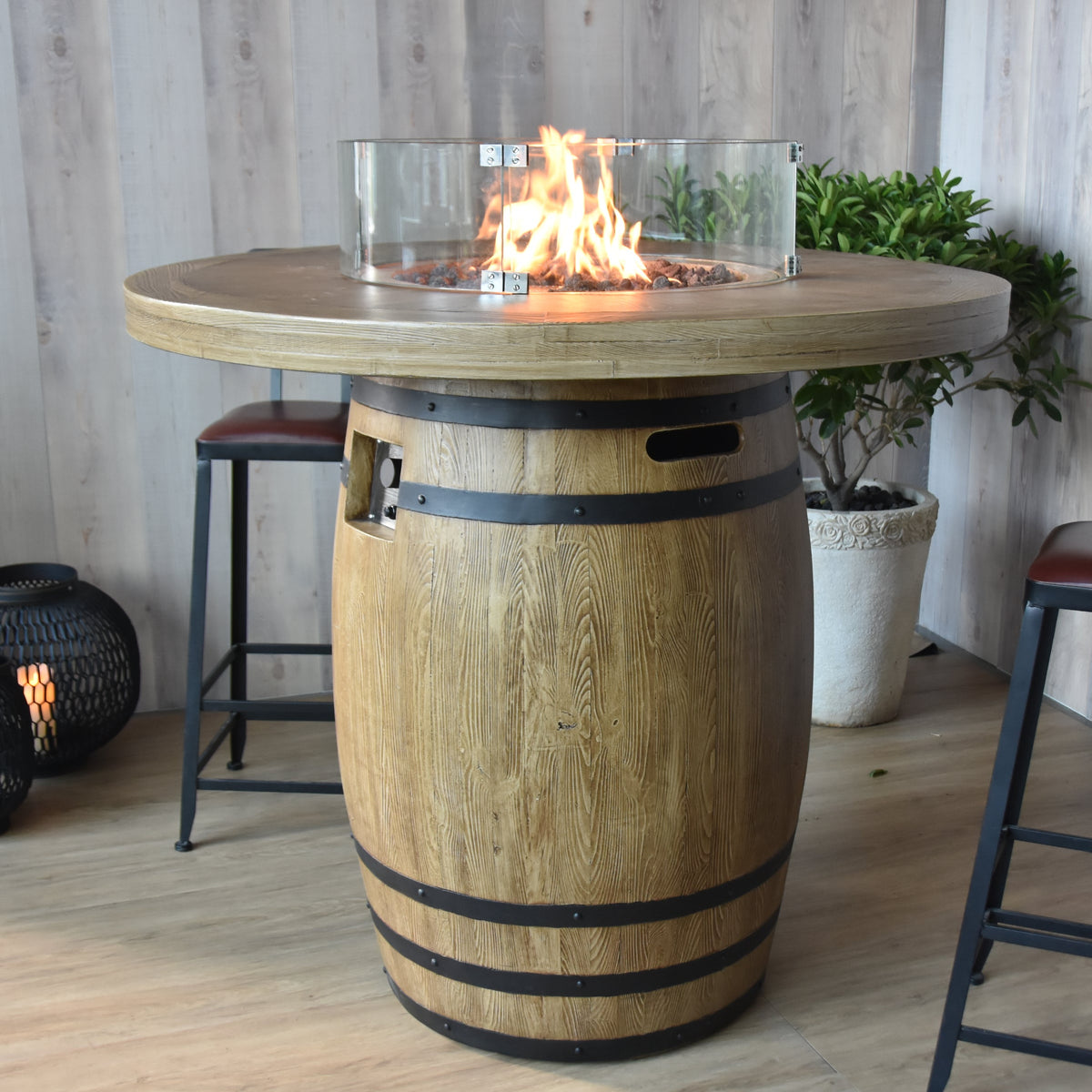 Elementi Lafite Barrel Fire Table - Redwood