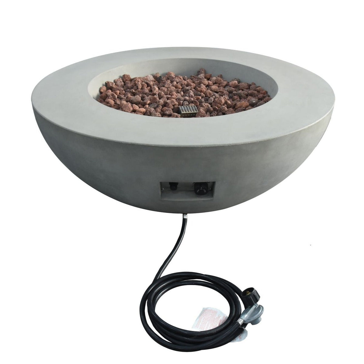 Elementi Lunar Bowl Fire Pit Table - Light Gray showing Cord