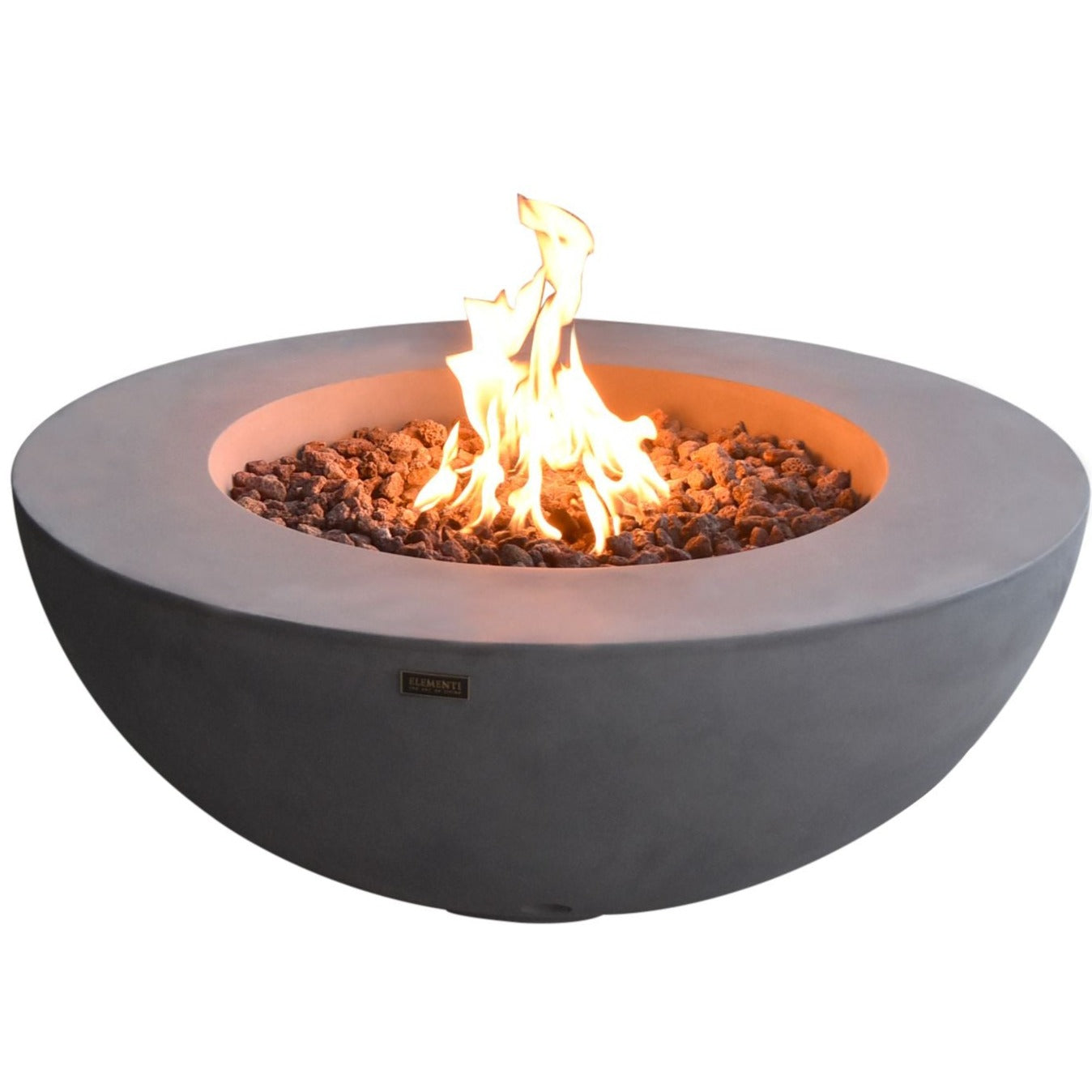 Elementi Lunar Bowl Fire Pit Table - Light Gray Lit