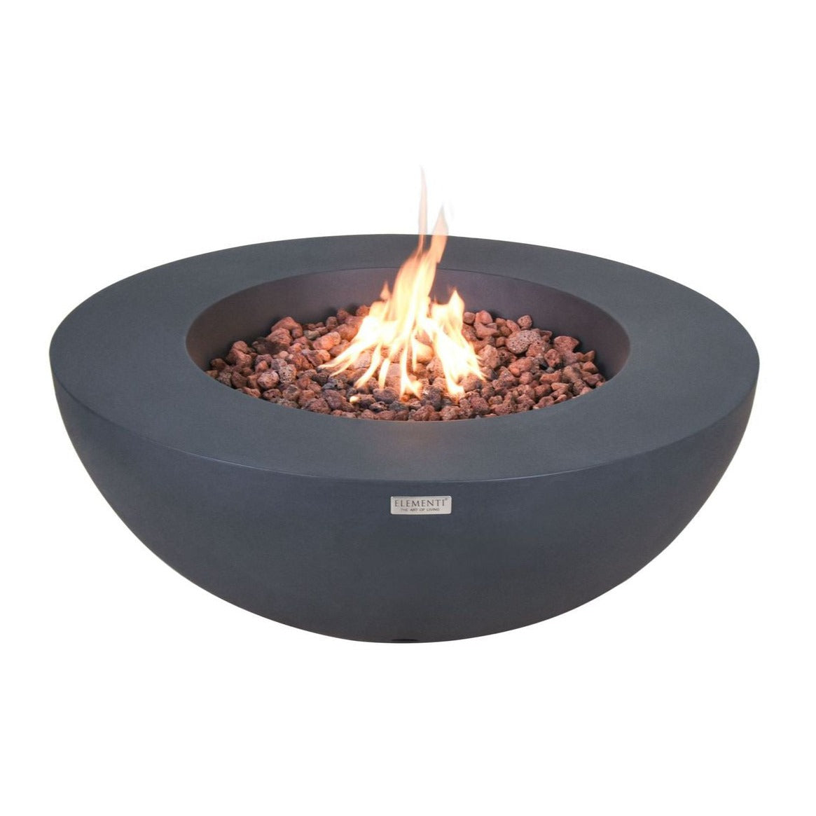 Elementi Lunar Bowl Fire Pit Table - Dark Gray Lit