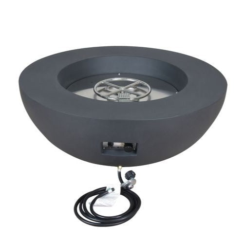Elementi Lunar Bowl Fire Pit Table - Dark Gray showing burner ring and cord