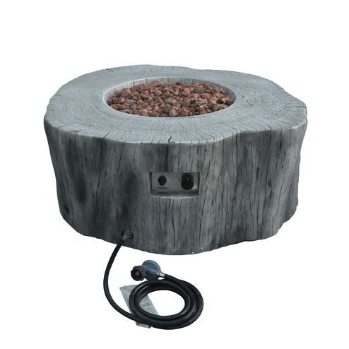 Elementi Manchester Fire Pit Table in Classic Gray with gas hose