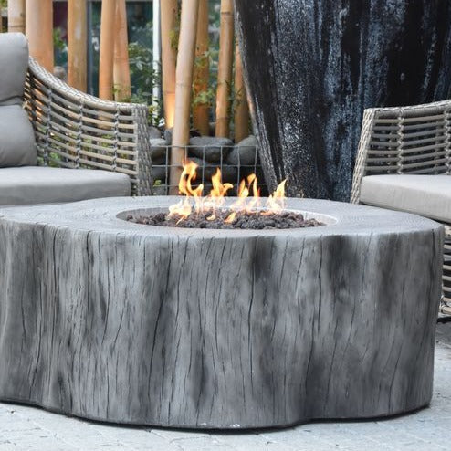 Elementi Manchester Fire Pit Table in Classic Gray sideview showing wood texture