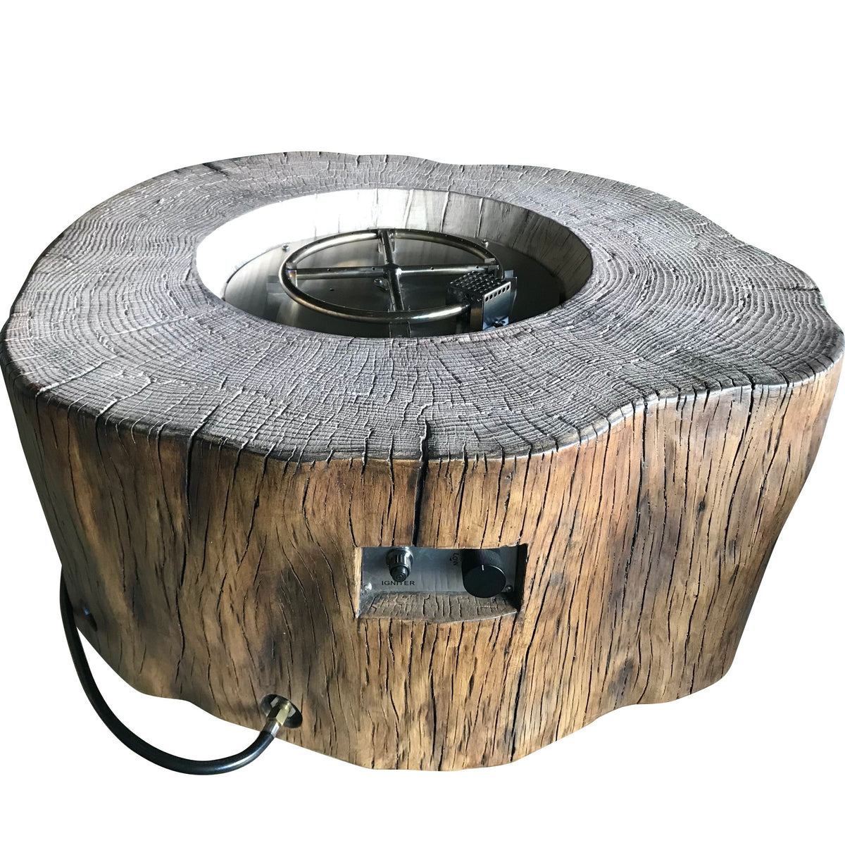 Elementi Manchester Fire Pit Table in Red Wood burner ring and switch