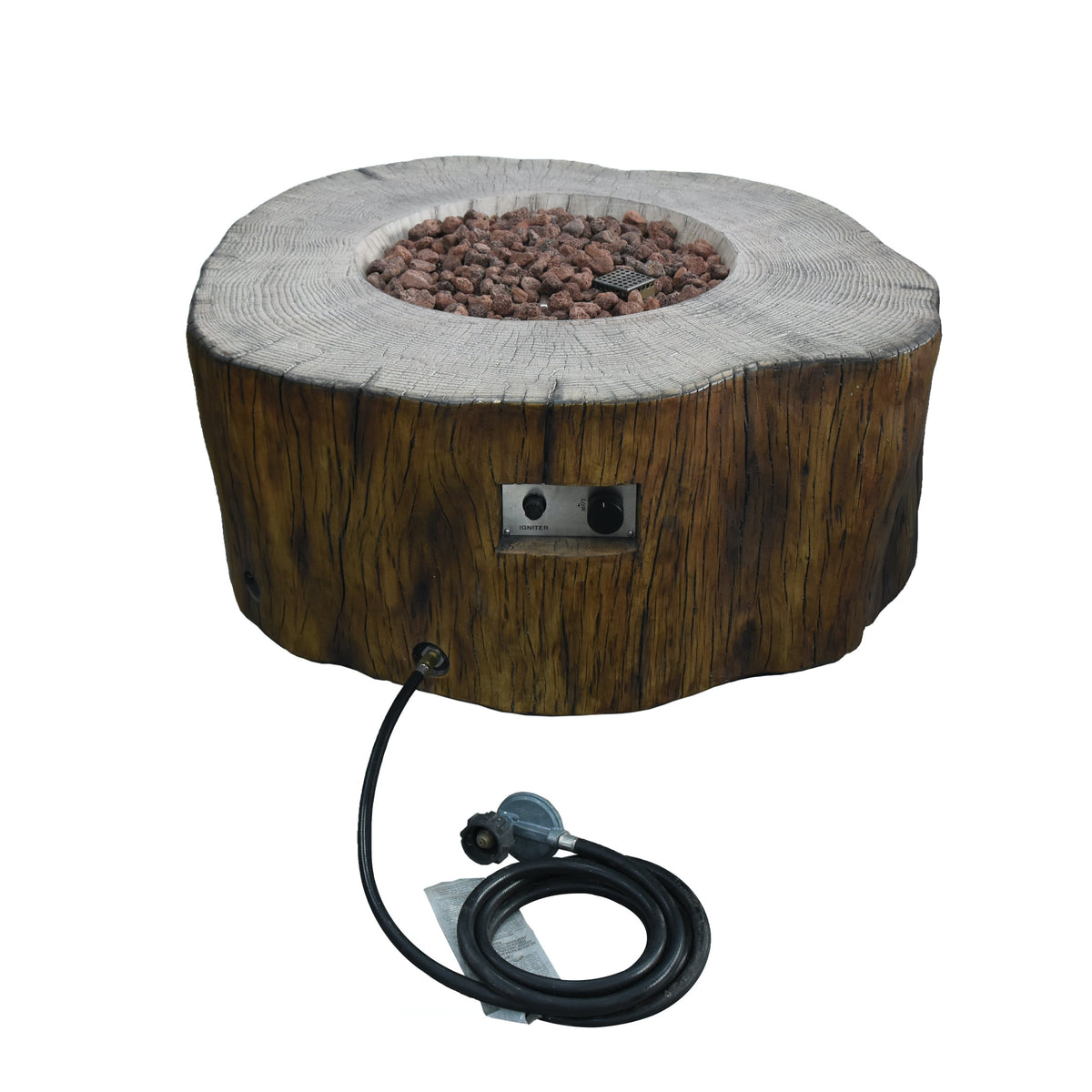 Elementi Manchester Fire Pit Table in Red Wood gas hose