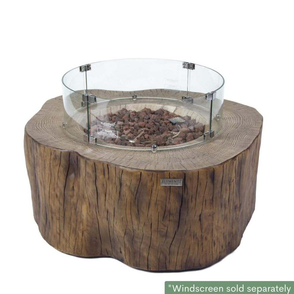 Elementi Manchester Fire Pit Table in Red Wood with windscreen