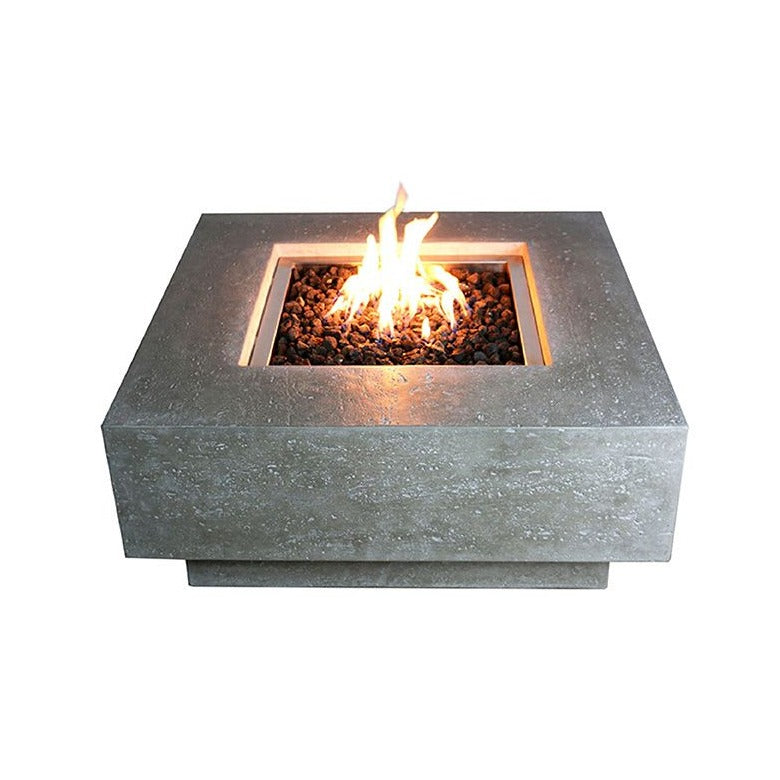 Elementi Manhattan Fire Pit Table in Light Gray Lit