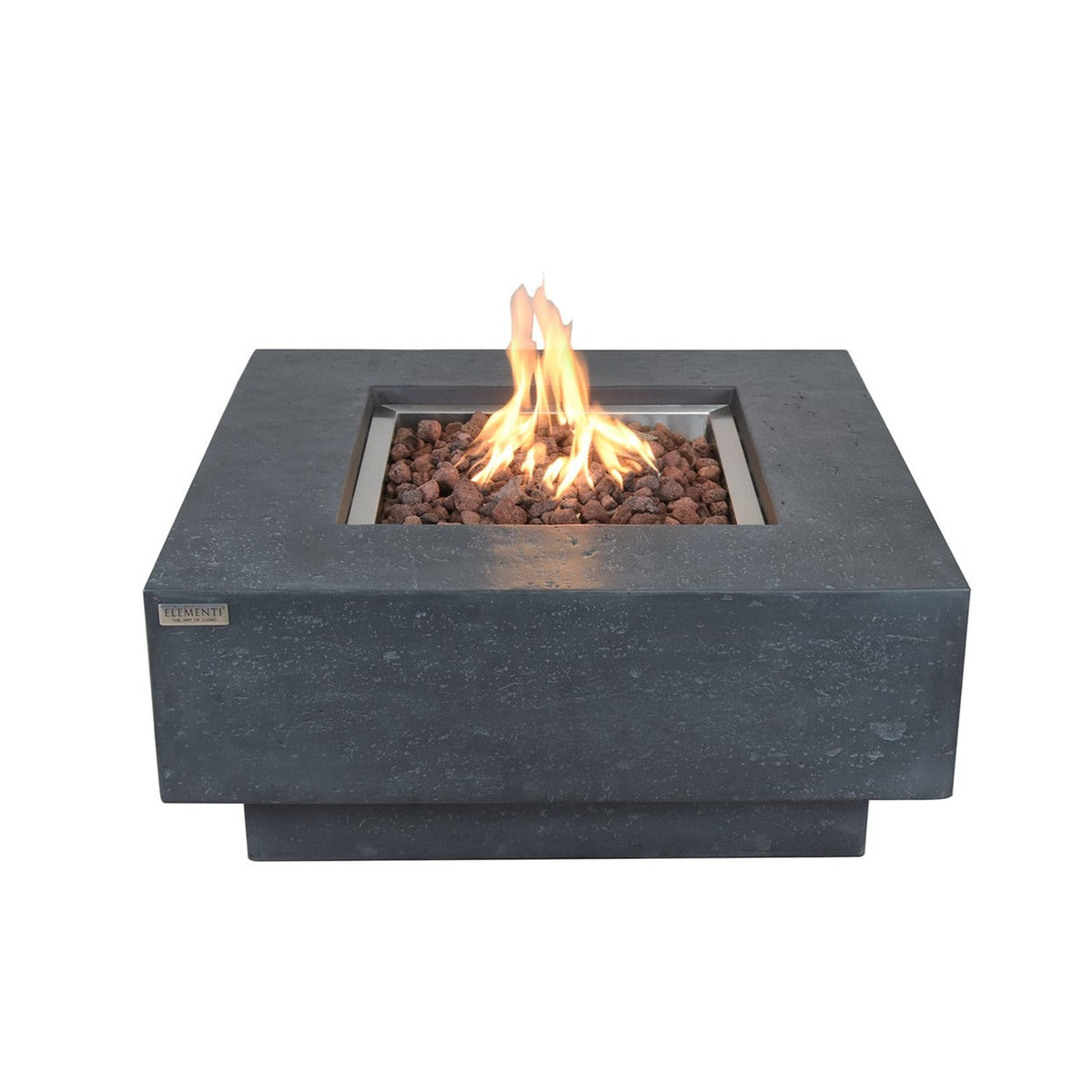 Elementi Manhattan Fire Pit Table in Dark Gray Lit