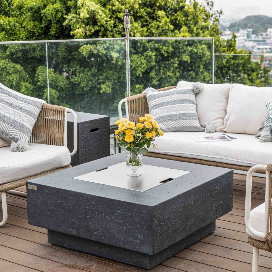 Manhattan Fire Pit Table Dark Gray Elementi Outdoor Direct