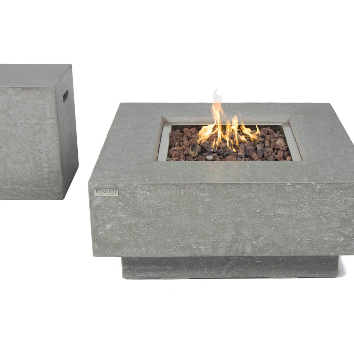 Elementi Manhattan Fire Pit Table in Light Gray with tank cover