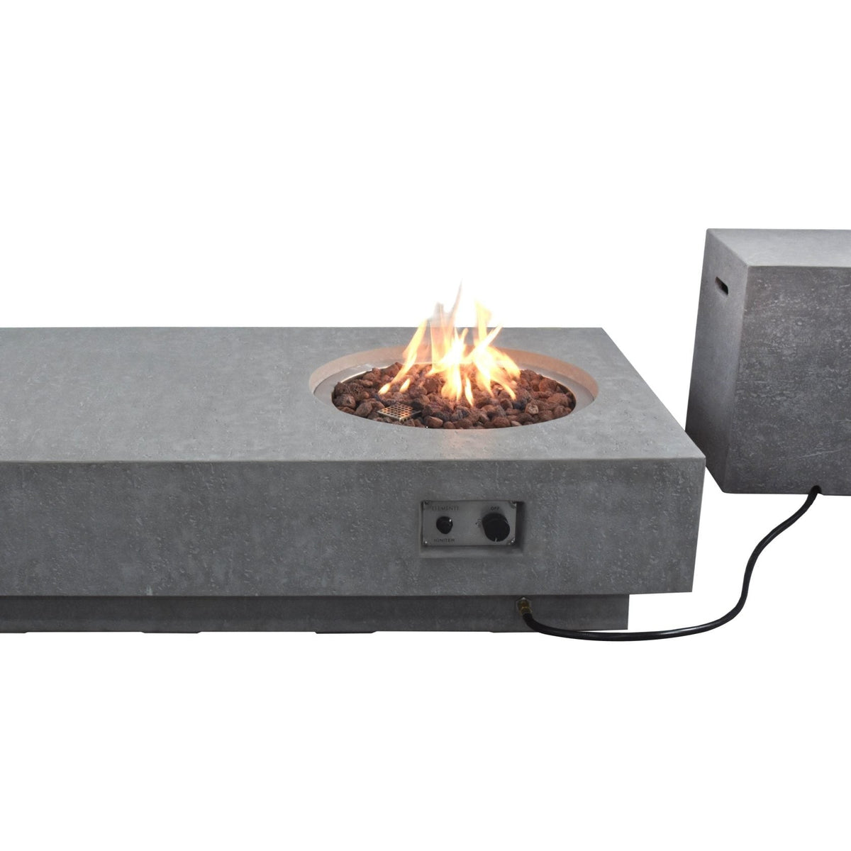 Elementi Metropolis Fire Pit Table in Light Gray with tank cover