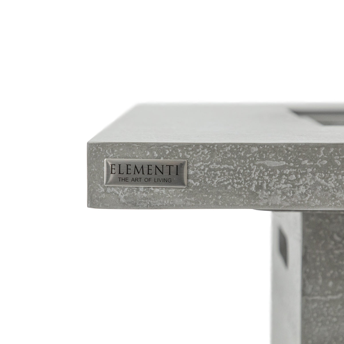 Elementi Montreal Bar Table in Light Gray logo on the side