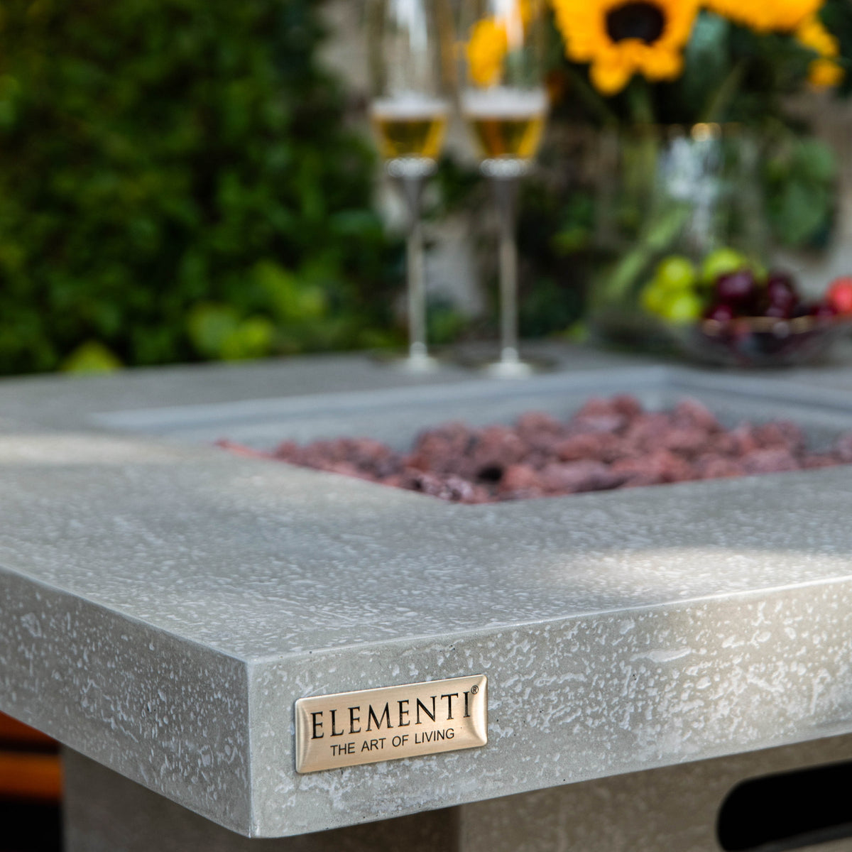 Elementi Montreal Bar Table in Light Gray outdoor as cocktail table