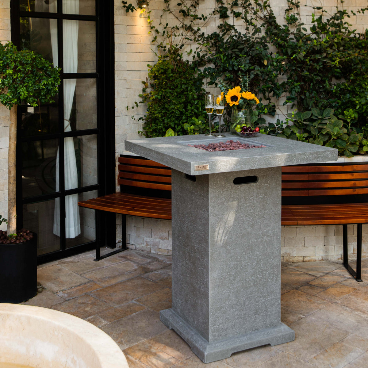 Elementi Montreal Bar Table in Light Gray outdoor