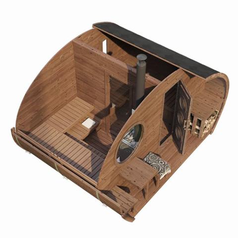 SaunaLife Model G11 Garden-Series Outdoor Home Sauna Kit - 2 Room Sauna