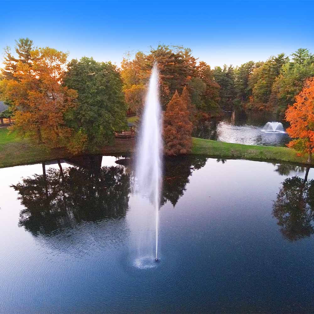 Powerful display of the Scott Aerator Gusher Pond Fountain