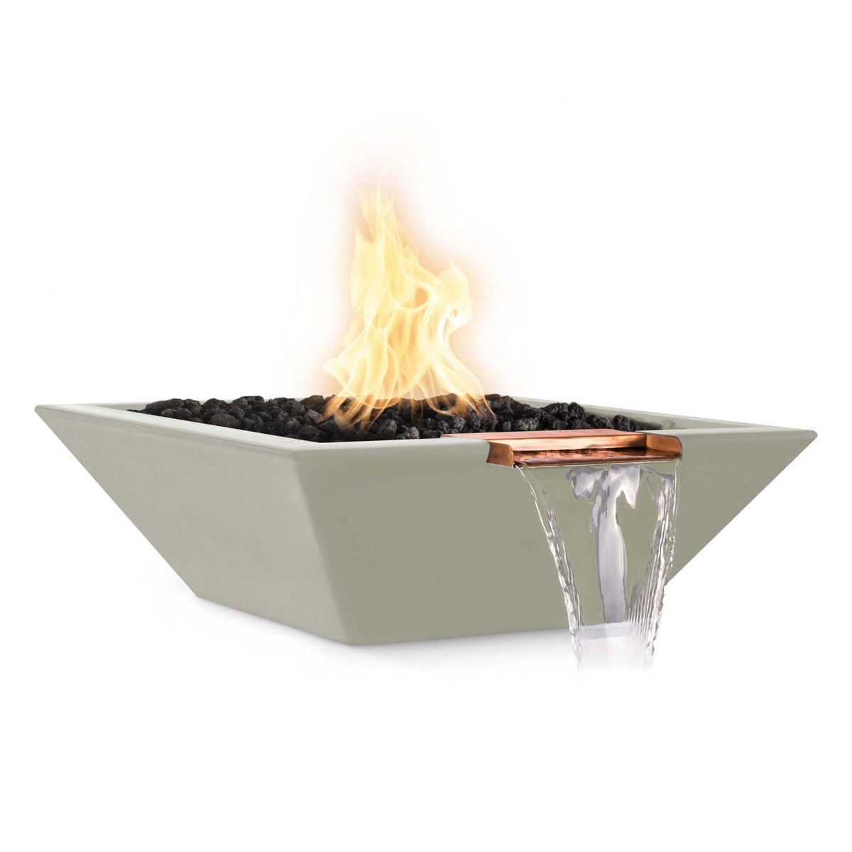 The Outdoor Plus 36&quot; Maya GFRC Concrete Square Fire and Water Bowl in Ash