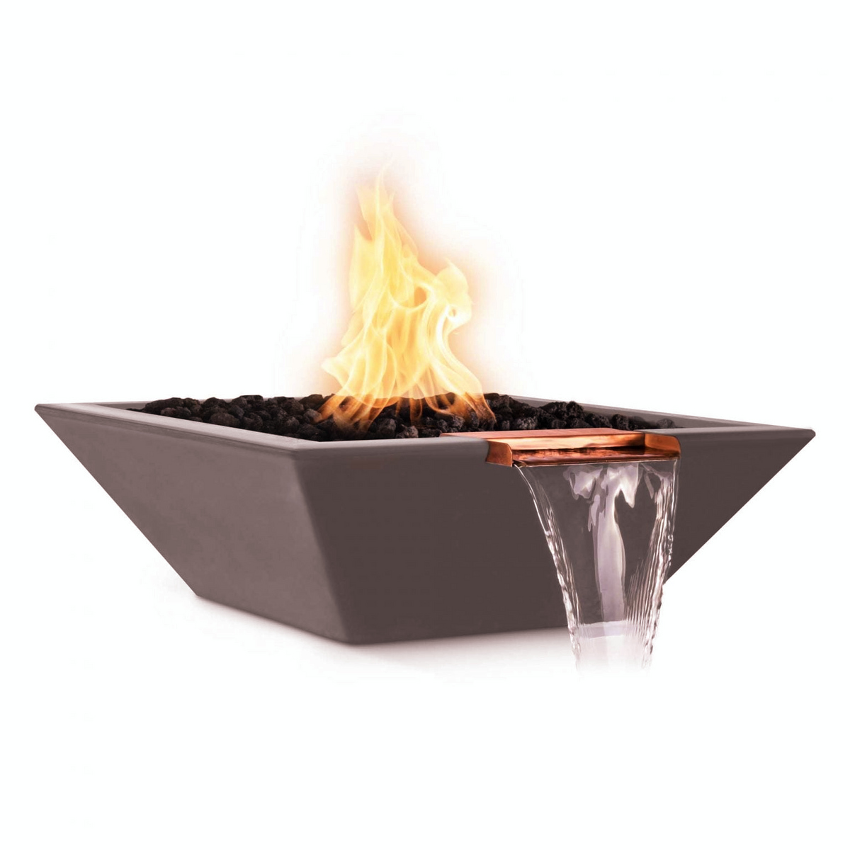 The Outdoor Plus 30&quot; Maya GFRC Concrete Square Fire and Water Bowl