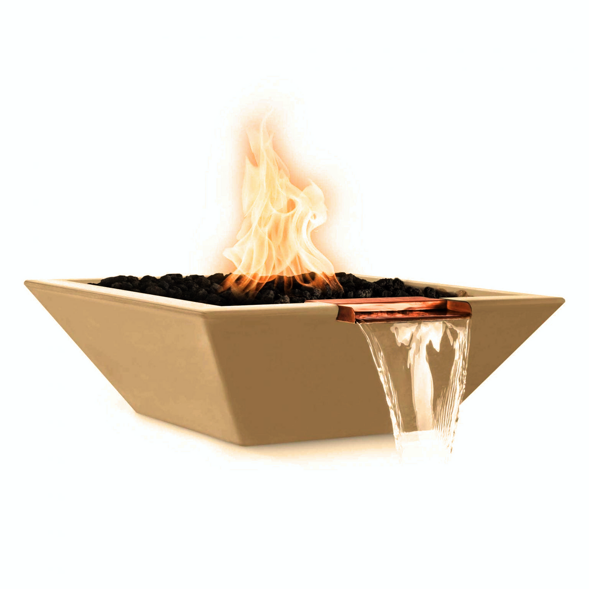 The Outdoor Plus 30&quot; Maya GFRC Concrete Square Fire and Water Bowl