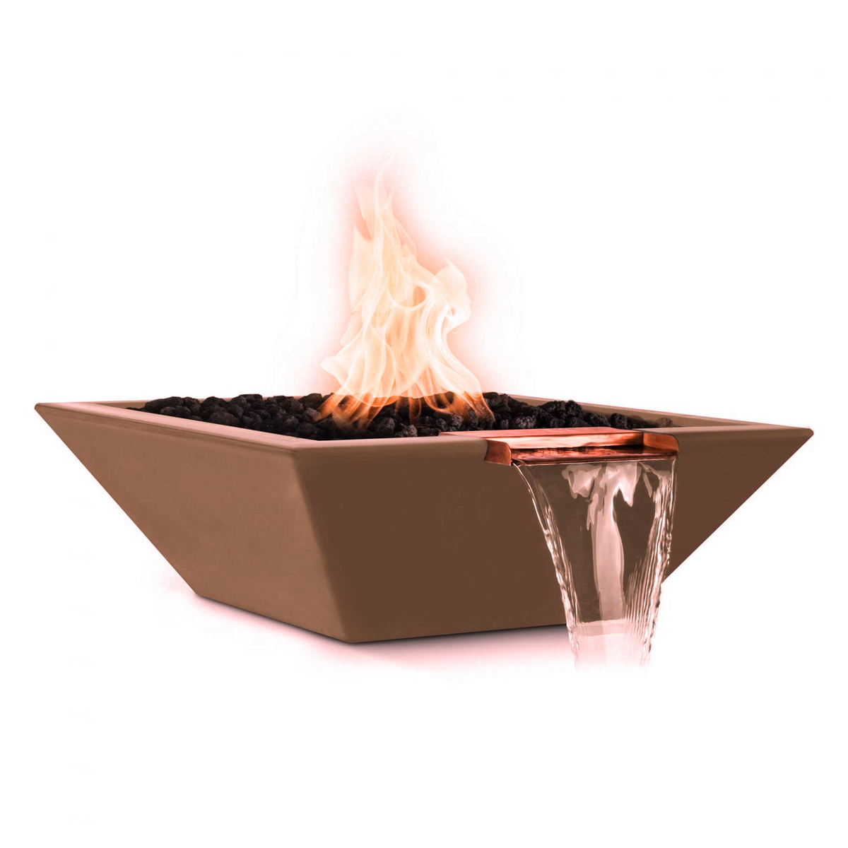 The Outdoor Plus 36&quot; Maya GFRC Concrete Square Fire and Water Bowl