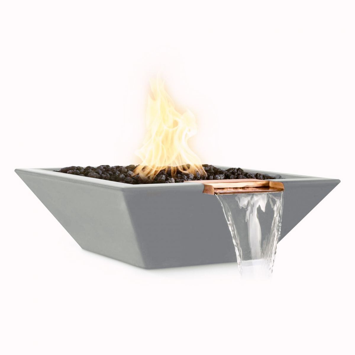 The Outdoor Plus 36&quot; Maya GFRC Concrete Square Fire and Water Bowl