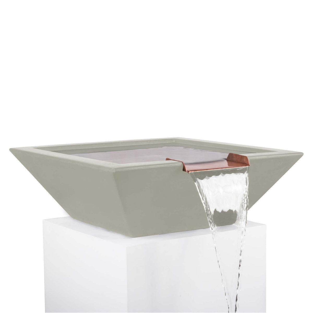 The Outdoor Plus Maya GFRC Concrete Square Water Bowl in Ash