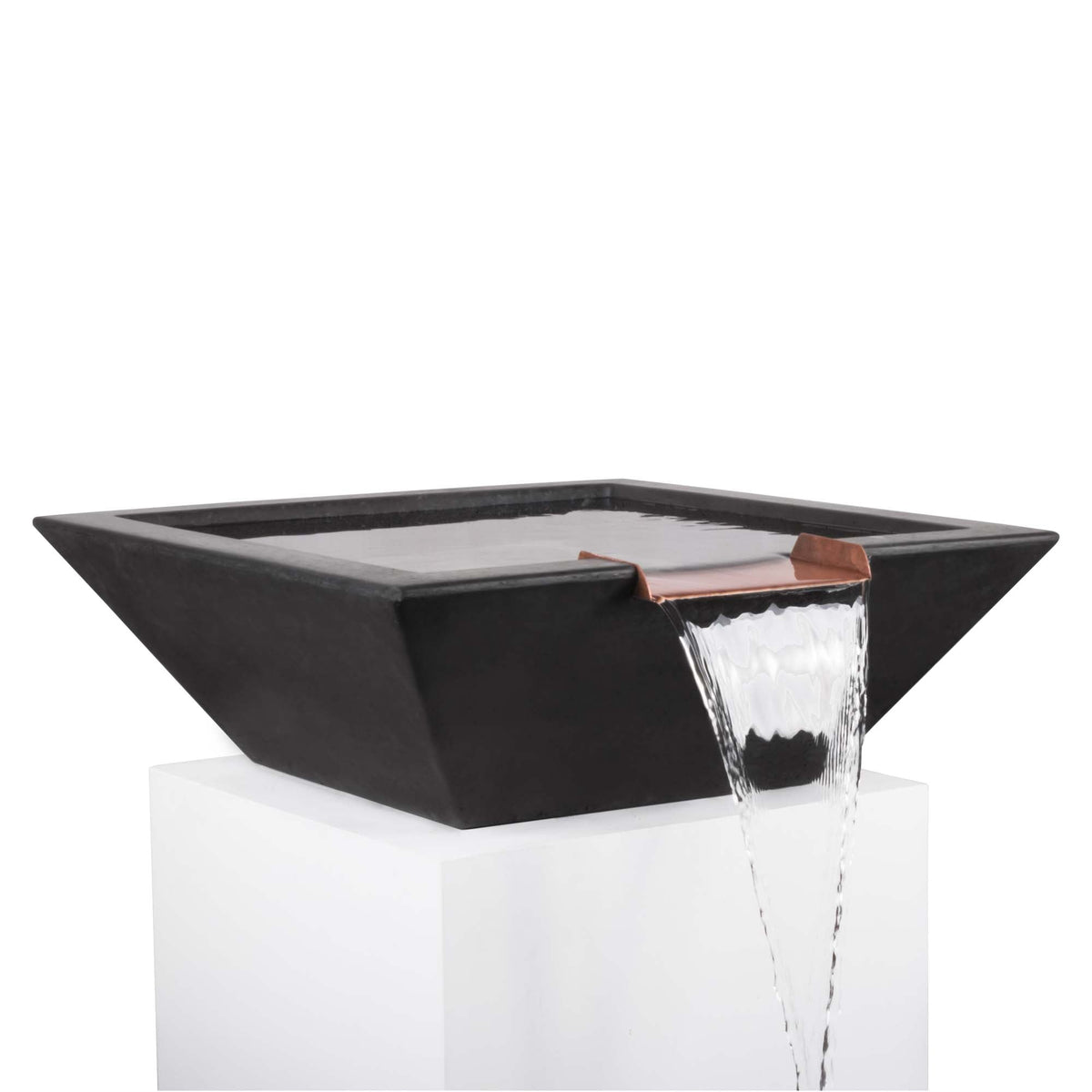 The Outdoor Plus Maya GFRC Concrete Square Water Bowl in Black