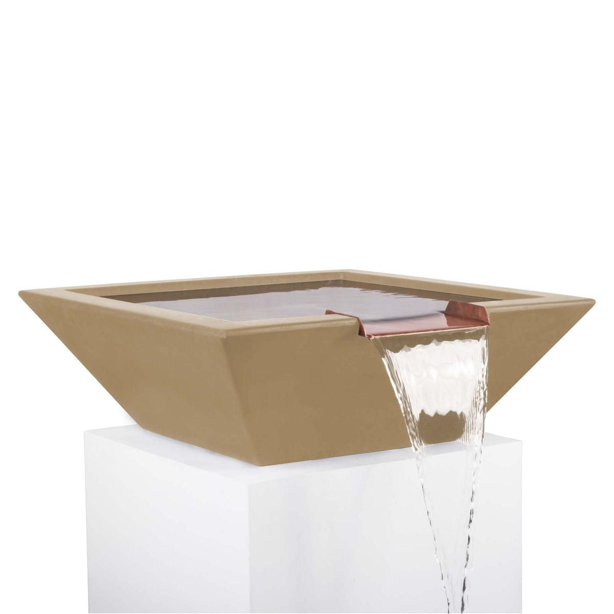 The Outdoor Plus Maya GFRC Concrete Square Water Bowl in Brown