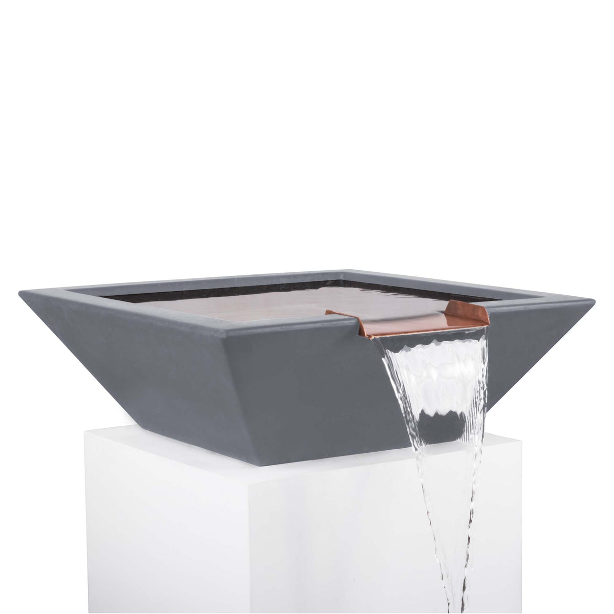 The Outdoor Plus Maya GFRC Concrete Square Water Bowl in Gray