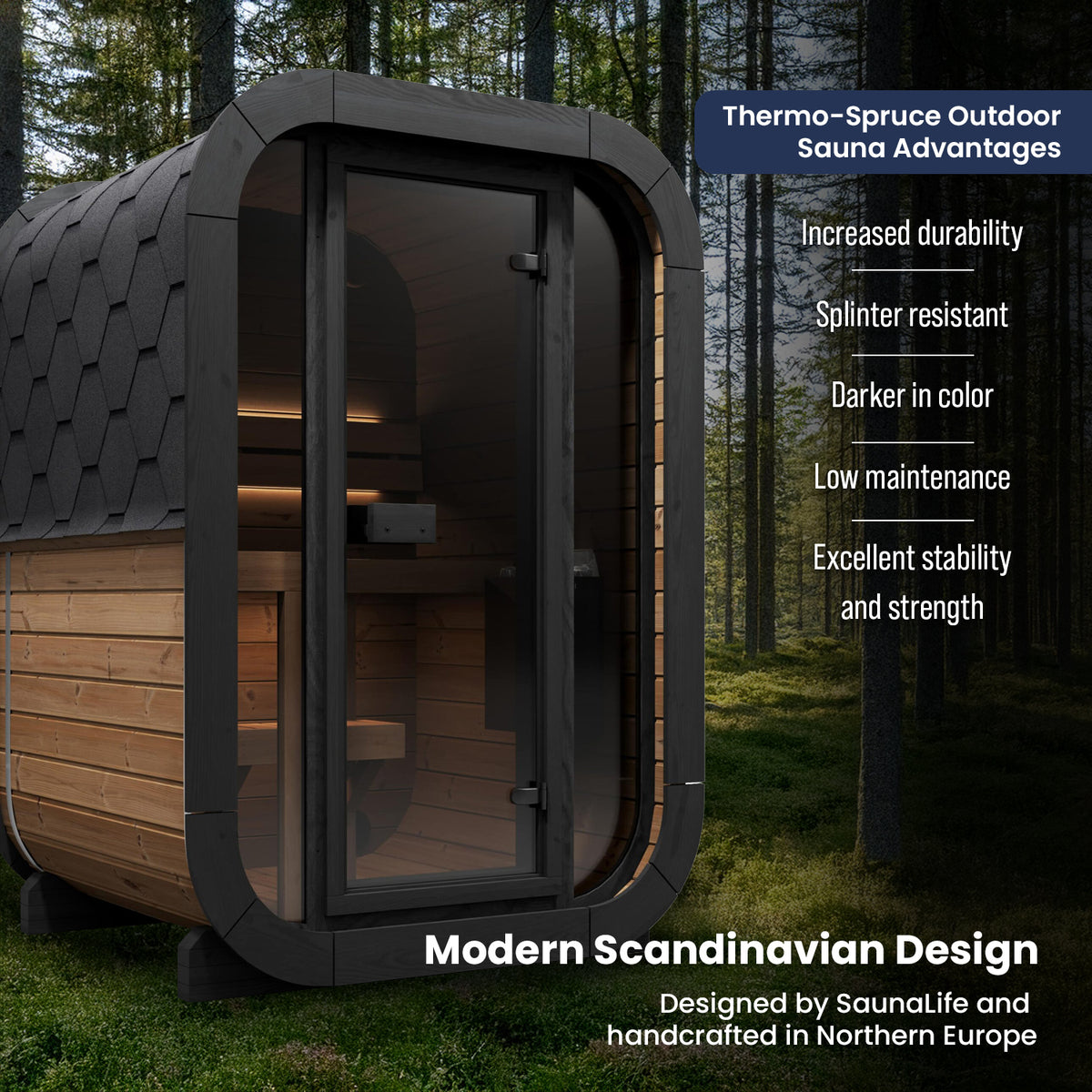 SaunaLife 2-Person Cube-Series Outdoor Home Sauna Kit CL3G