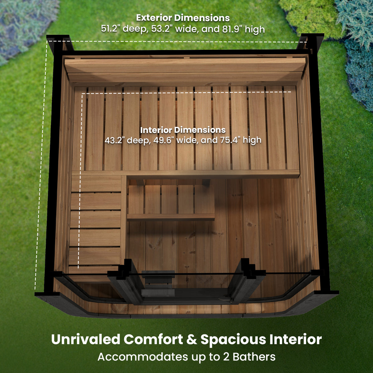 SaunaLife 2-Person Cube-Series Outdoor Home Sauna Kit CL3G