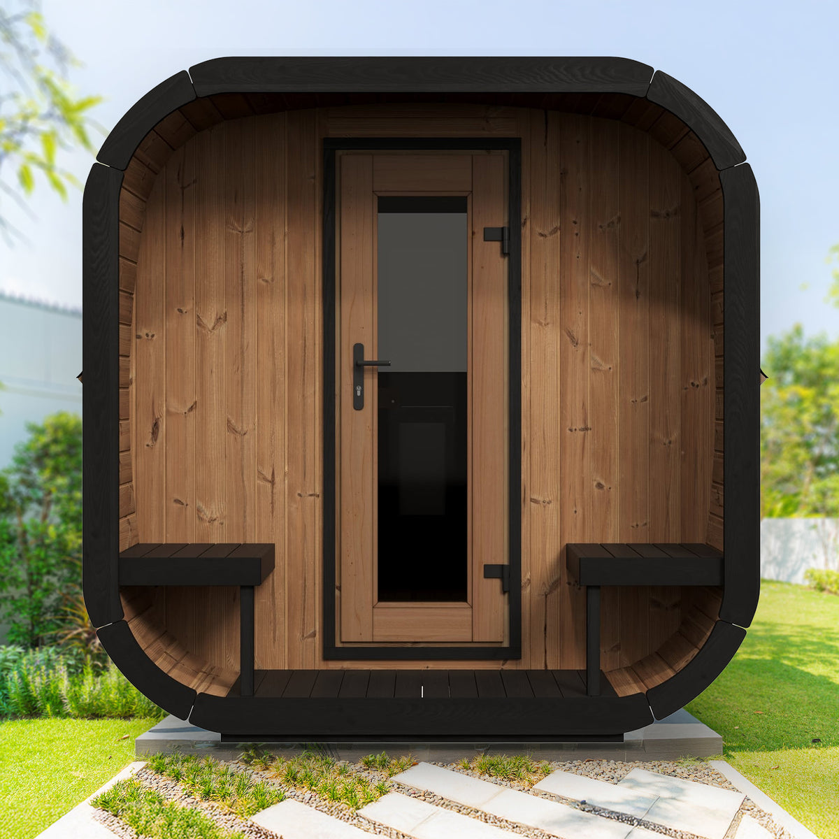 SaunaLife 8-Person Cube Series Outdoor Home Sauna Kit CL12GCP