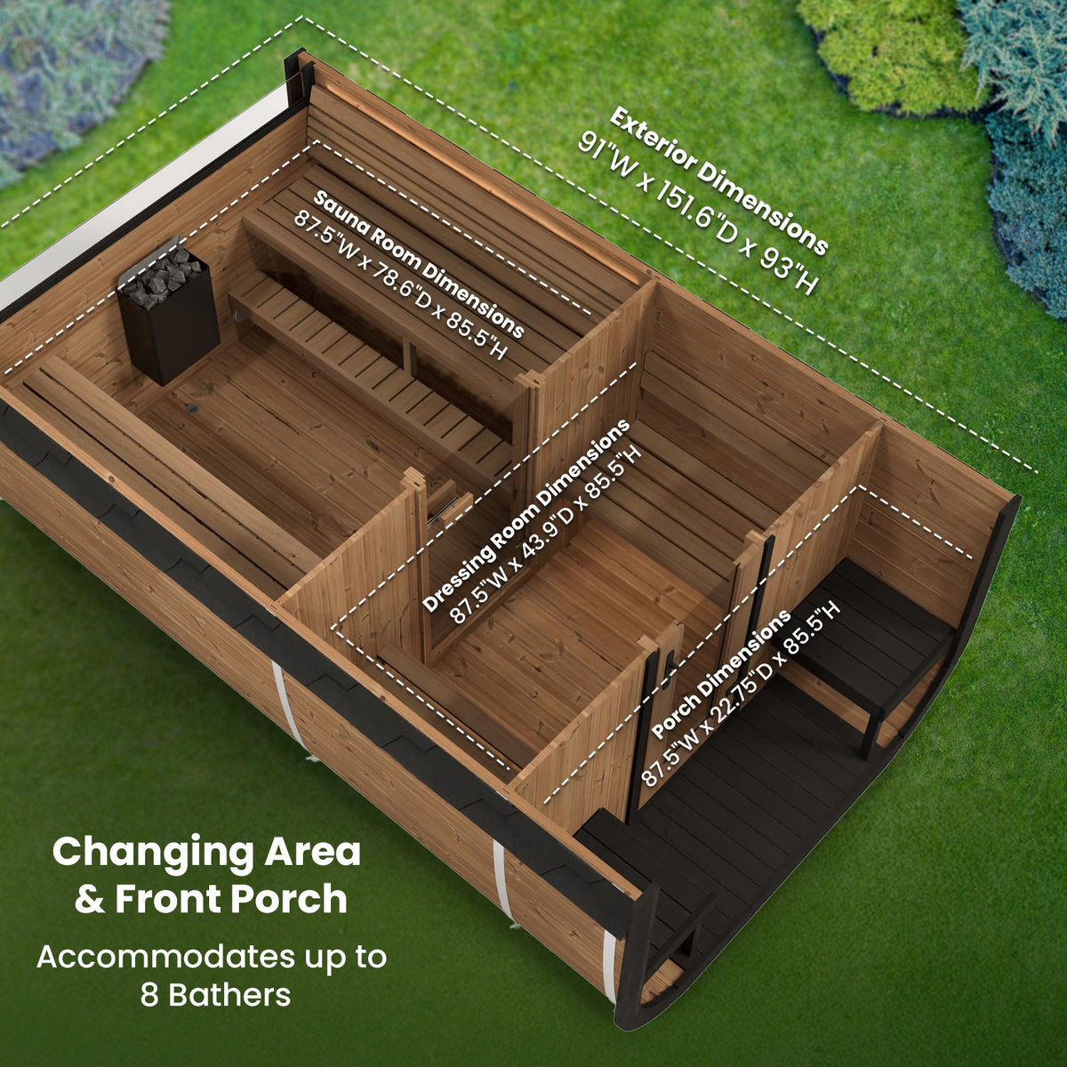 SaunaLife 8-Person Cube Series Outdoor Home Sauna Kit CL12GCP