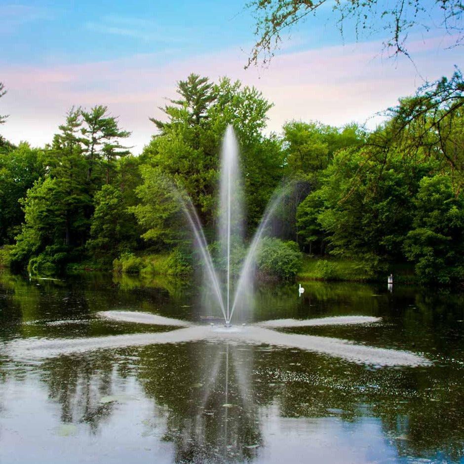Scott Aerator Clover Fountain in a Lake with Colorful sky