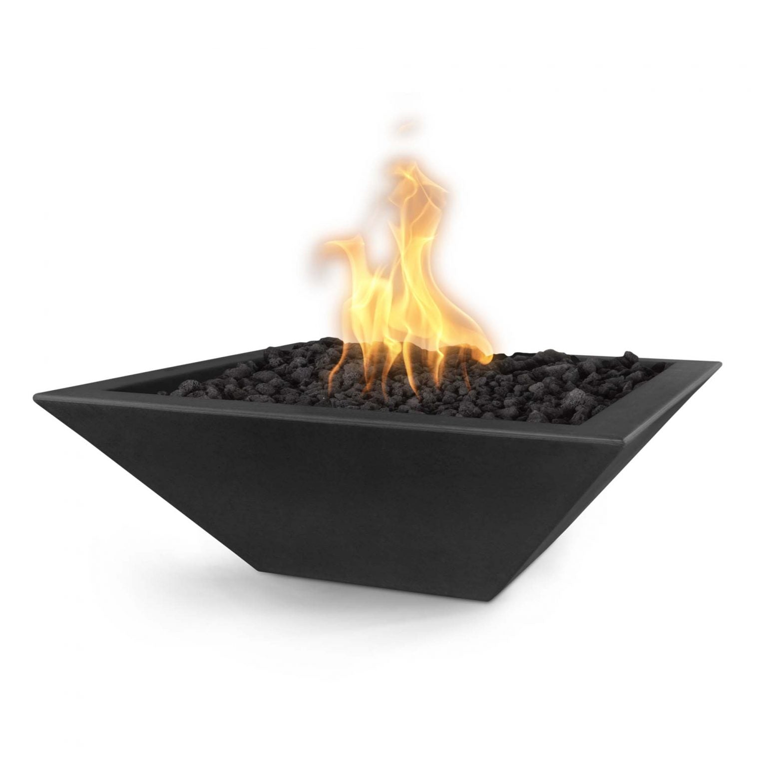 The Outdoor Plus 30" Maya GFRC Concrete Square Fire Bowl Black