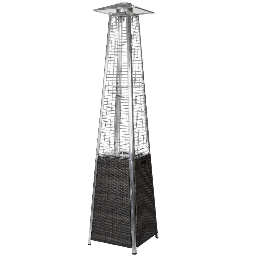 RADtec 89&quot; Tower Flame Propane Patio Heater - Black &amp; Grey Wicker--Outdoor Direct